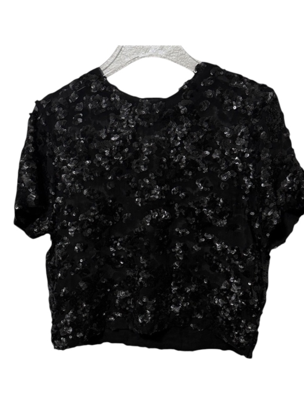 Rag & Bone Gia Black Cropped Sequin Top Size XS